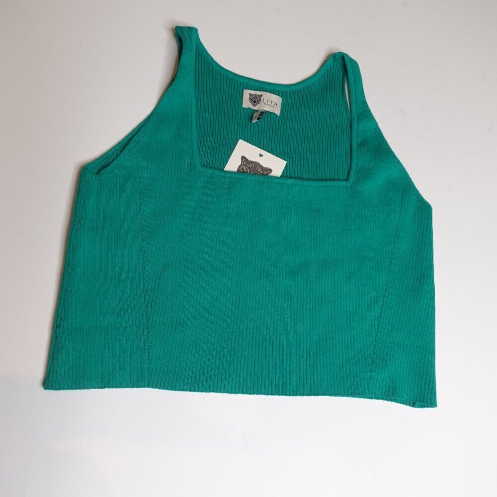 Lita by Ciara True Rib Tank Top Crop REVOLVE Cotton Women size XXL Green